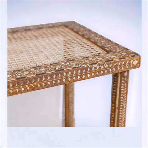 Teakwood Bone Inlay Side Table Natural – Luxury Handicrafts