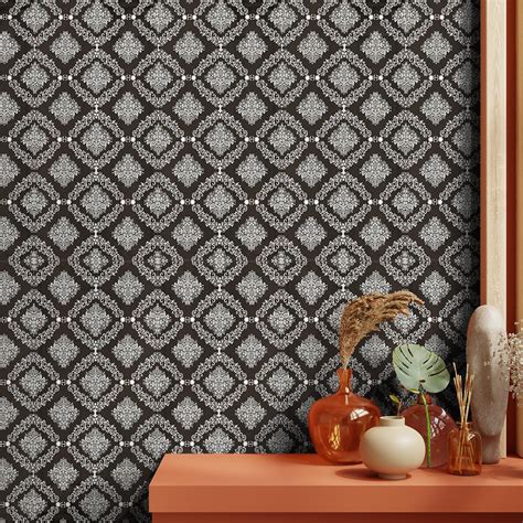 Asian Paints EzyCR8 P&S White on Black Motif| Self Adhesive Wallpaper ...