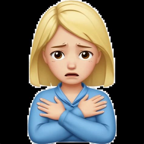 Girl crying with crossed arms on neck emoji | AI Emoji Generator