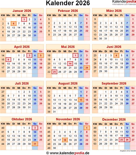 Kalender 2026