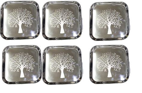 Buy Shiv Home World Stainless Steel Laser Design Squre Serving Trays ...