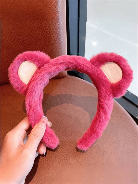 2 peças de faixa de cabeça de menina rosa morango, faixa de cabelo de ...