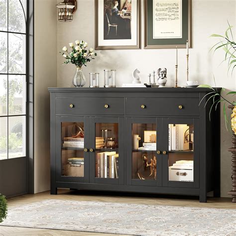 FOTOSOK Black Sideboard Buffet Cabinet with Storage, Nepal | Ubuy