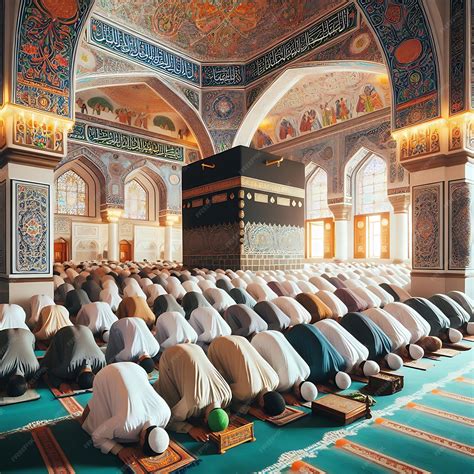Premium Photo | Muslims praying in mosque