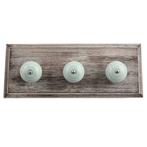 Sage Green White Strip Wooden Hooks