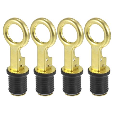 X AUTOHAUX 4 Pieces 7524A7 Snap-Handle Drain Plug Boat Drain Plug Brass ...