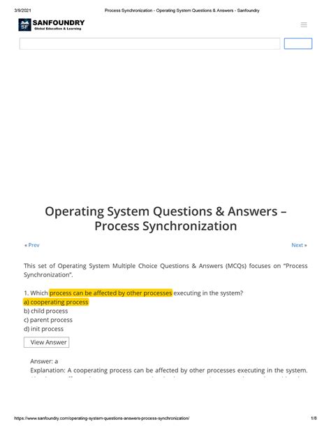 Process Management Operating System Questions and Answers 的图像结果