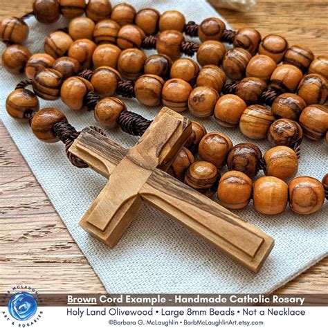 Wooden Rosary With 8mm Olive Wood Rosary Beads, Unique Wood Cross ...