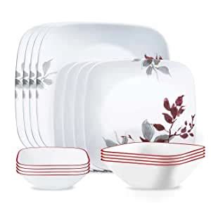 Buy Corelle 21 Pc Square Round Dinner Set - Kyoto Leave Online at Low ...