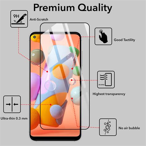(Pack of 2) For Samsung Galaxy A11 Tempered Glass Military-Grade Goril ...