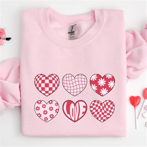 Cute Trendy Heart Sweatshirt, Valentines Day Sweater, Women's Heart ...