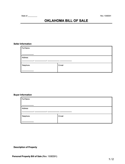 Bill Of Sale For Vehicle In Oklahoma at Victoria Westgarth blog