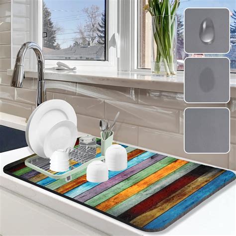 VHKD Dish Drying mat for Kitchen Water Absorbent mats for Kitchen ...