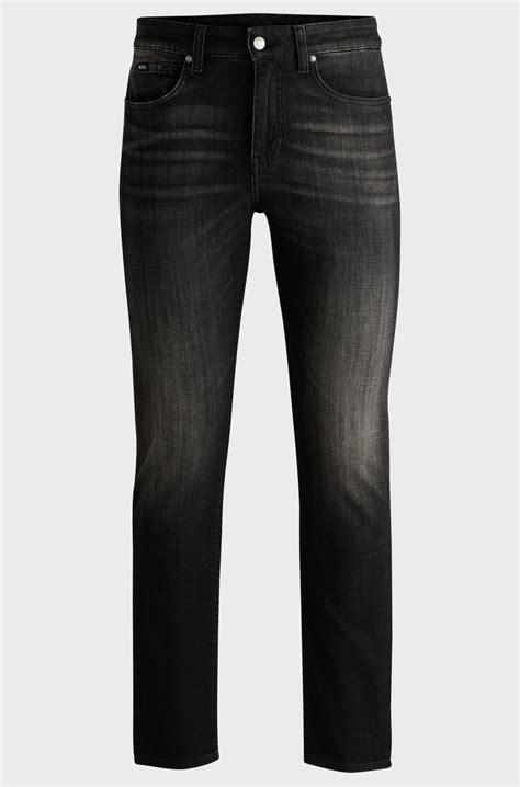 BOSS - Delaware Slim-fit jeans in black stretch denim - Dark Grey