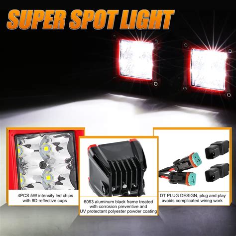 Auxbeam 3in 40W Led Cubes, 4800LM Square Led Light India | Ubuy