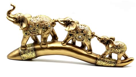 Buy Dalax- Set of 3 Golden Color Thai Elephant Buddha Buddhist ...