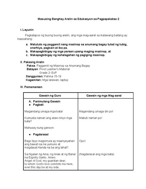 Detailed Lesson Plan Sample 的图像结果