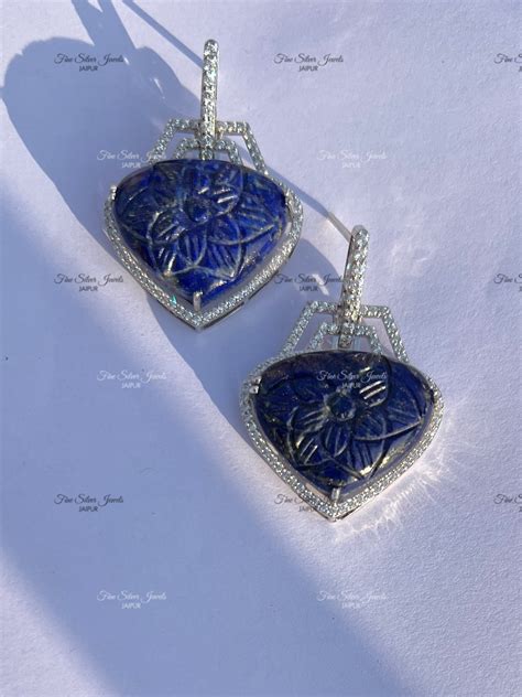 Buy 925 Silver Lapis Lotus Earrings Online in India | Fine Silver Jewels
