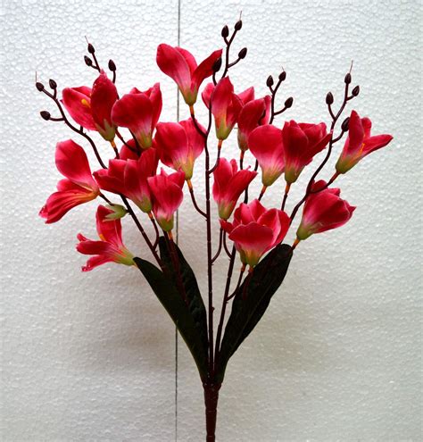 Buy VATIKA FLOWER Fabric and Plastic Artificial Flower Dark Pink Lily ...