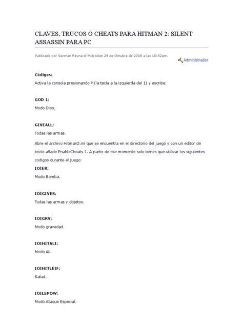 Image result for Hit Man 2 Cheat Code