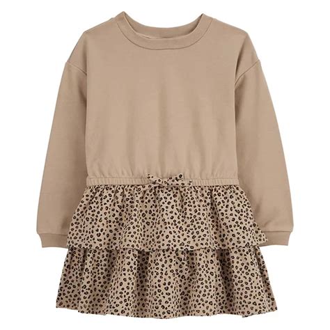 Toddler Girl Carter's Leopard Print Ruffle Long Sleeve Dress