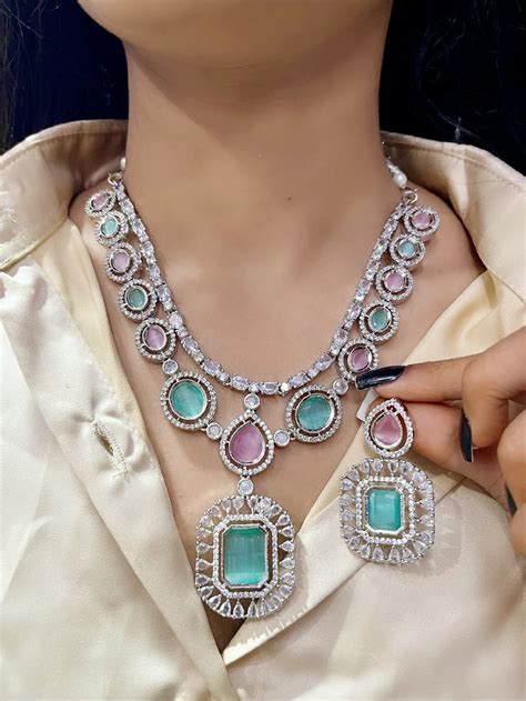 AD Stone Jewellery Set – Indian American Stone Bridal Jewellery ...