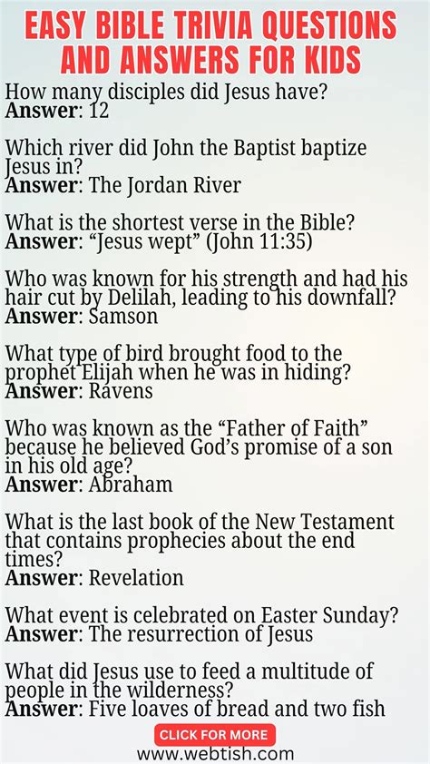 Fun and Educational Printable Bible Trivia Questions For Kids ...