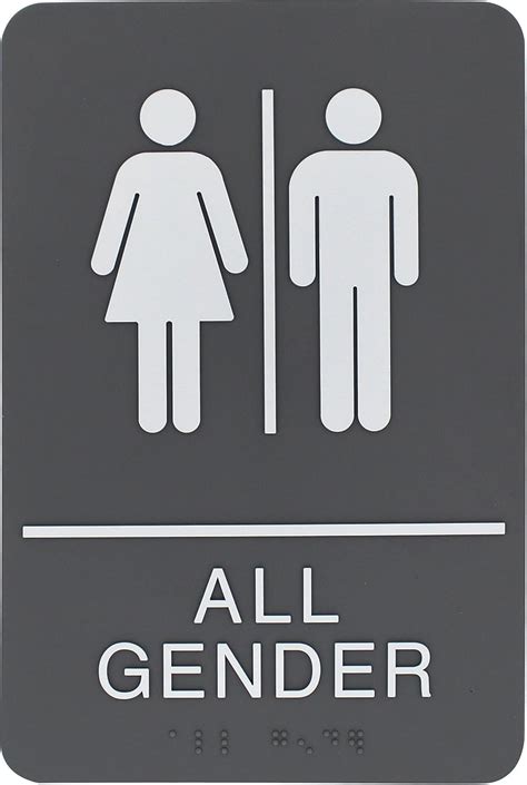 Headline Sign All Gender Restroom Sign, 6 x 9 Inches, ADA, Gray and ...