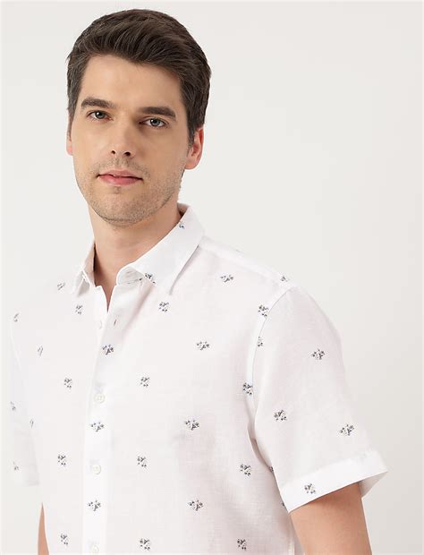 Buy Linen Blend Floral Spread Collar Shirt at Marks & Spencer