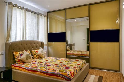 Mustard Yellow and Black Wardrobe with Mirror