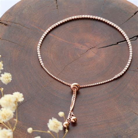 Rose Gold Plated Bangle Bracelet Silvery Silver