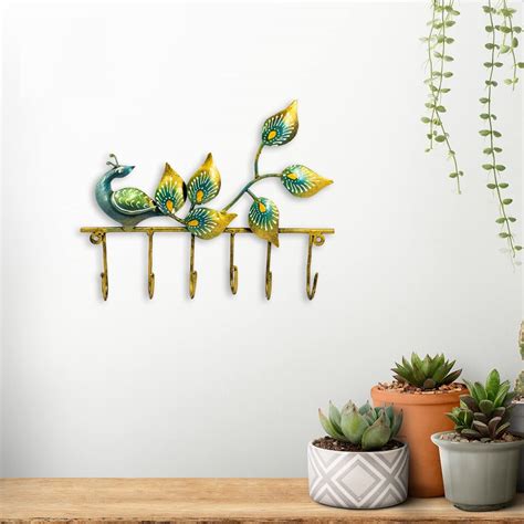 JC Crafts & Fabrics Multi Color Peacock Iron Key Holder for Wall ...