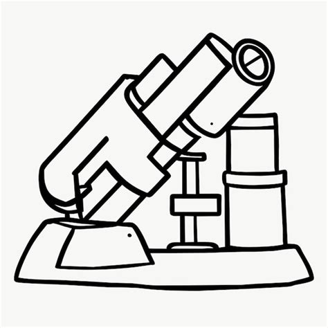 Hand drawn microscope cartoon illustration vector illustration line art ...