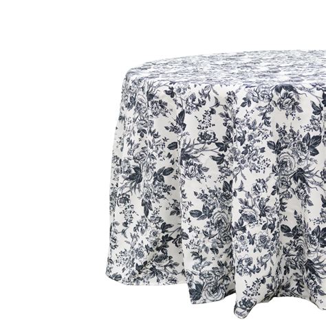 French Toile 132" Round Tablecloth - Black - CV Linens™