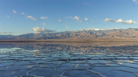 Badwater Basin and Telescope Peak. Salt Crust and Clouds Reflection. Death Valley National Park ... - wildlife in death valley national park