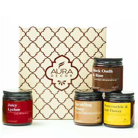 Jar and Container Candles - Auradecor Set Of 4 Fragrance Amber Jar ...