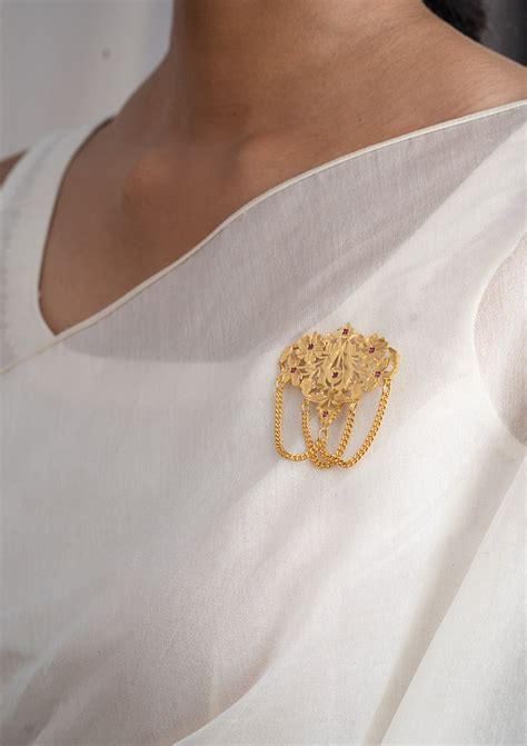 Guljan Gold Tone Silver Brooch