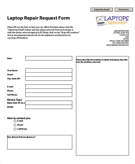 Image result for Computer Repair Request Form