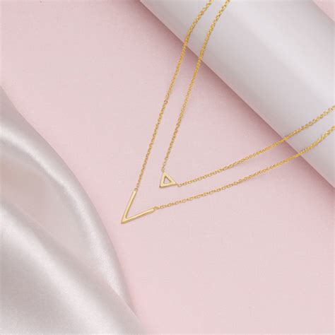 Triangular Gleam 925 Sterling Silver Gold-Plated Link Chain Necklace ...
