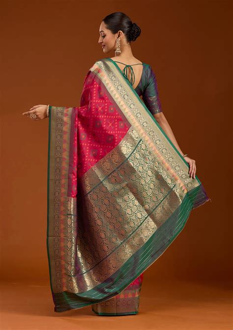 Buy Rani Pink Pochampalli Silk Silk_Saree - Koskii