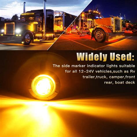 10pcs Waterproof Led Side Marker Lights - 12V Round Flush Mount For ...