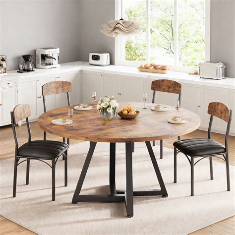 Vipuse 51" Round Dining Table Kitchen Dining Room Dinner Pedestal Table ...