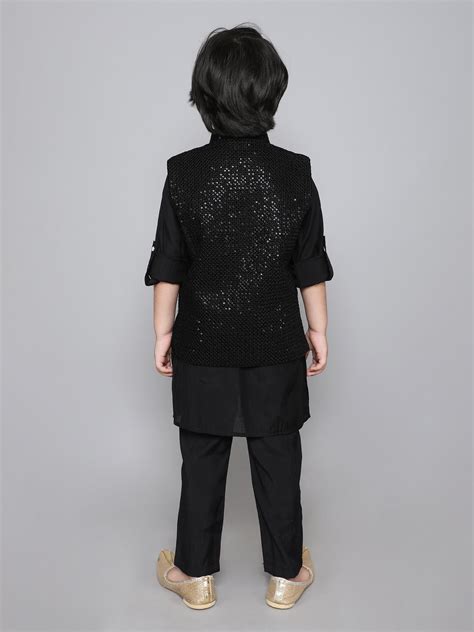Buy Ministitch Mandarin Neck Kurta,Salwar And Jacket Set For Boys Off ...