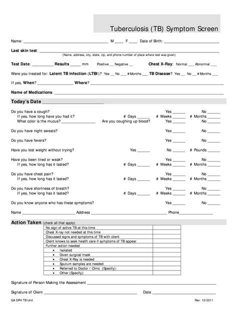 Image result for Free Printable TB Test Form