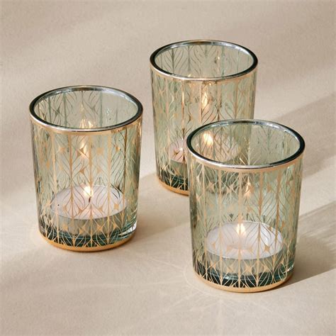 Buy Splendid Goldcrest Glen Set of 3 Glass T-Light Holder from Home ...