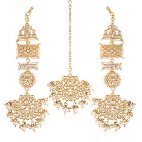 I Jewels Gold Plated with Stunning Matte Finish Long Traditional Kundan ...