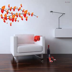 DECOR KAFE 54 cm Orange Leaves Branches Wall stickers Self Adhesive ...