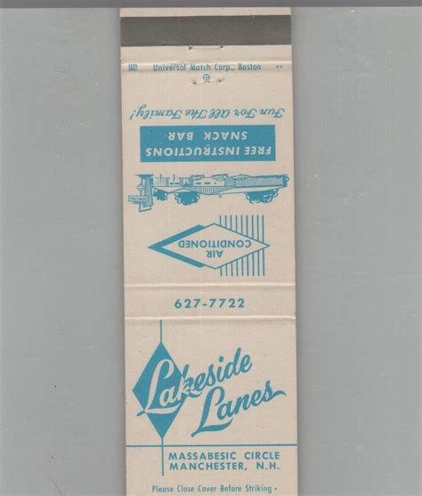 Matchbook Cover Bowling Lakeside Lanes Manchester, NH | eBay