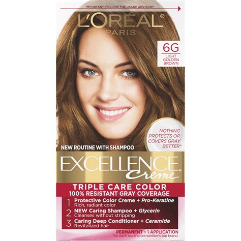 L'Oreal Paris Excellence Creme Permanent Triple Care Hair Color, Light ...