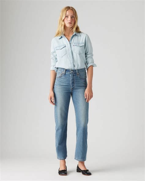 Ribcage Straight Ankle Cotton Linen Jeans - Blue | Levi's® GI